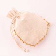 Pack Of 100 Natural Cotton Jewelry Packaging Pouch, Designer Wedding Favor Bags